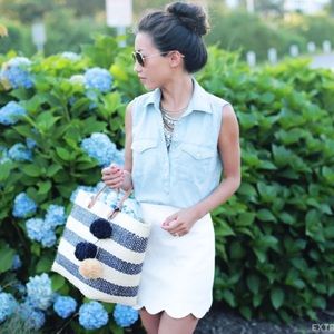 Topshop Scallop Hem White Mini Skirt